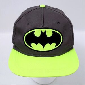 Batman Snapback Hat Youth OSFM Gray Neon Green Cap DC‎ Comics Superhero Movie